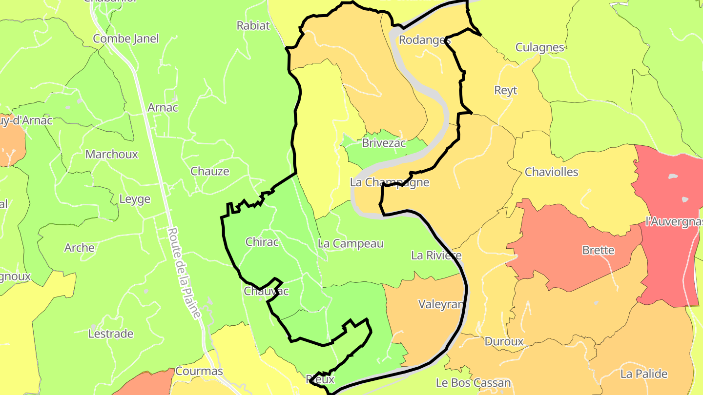 Carte des prix de l'immobilier Brivezac