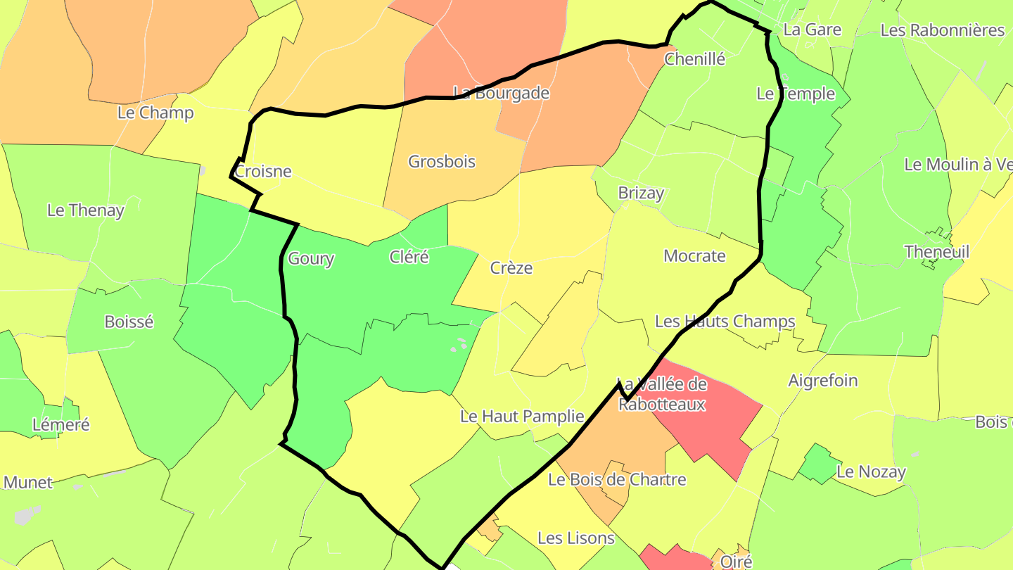 Carte des prix de l'immobilier Brizay
