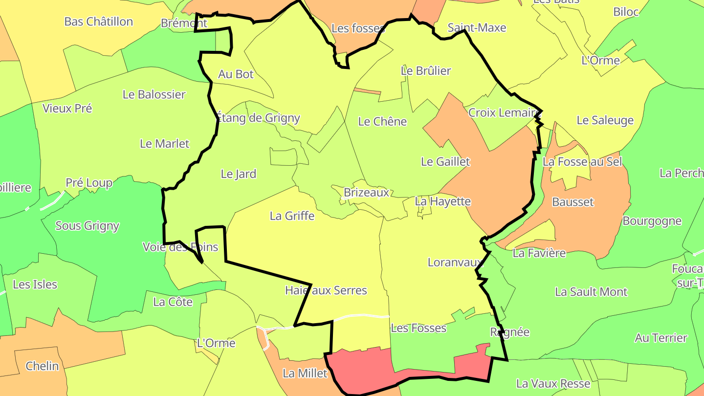 Carte des prix de l'immobilier Brizeaux