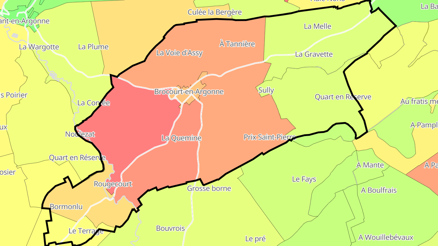 Carte des prix de l'immobilier Brocourt-en-Argonne