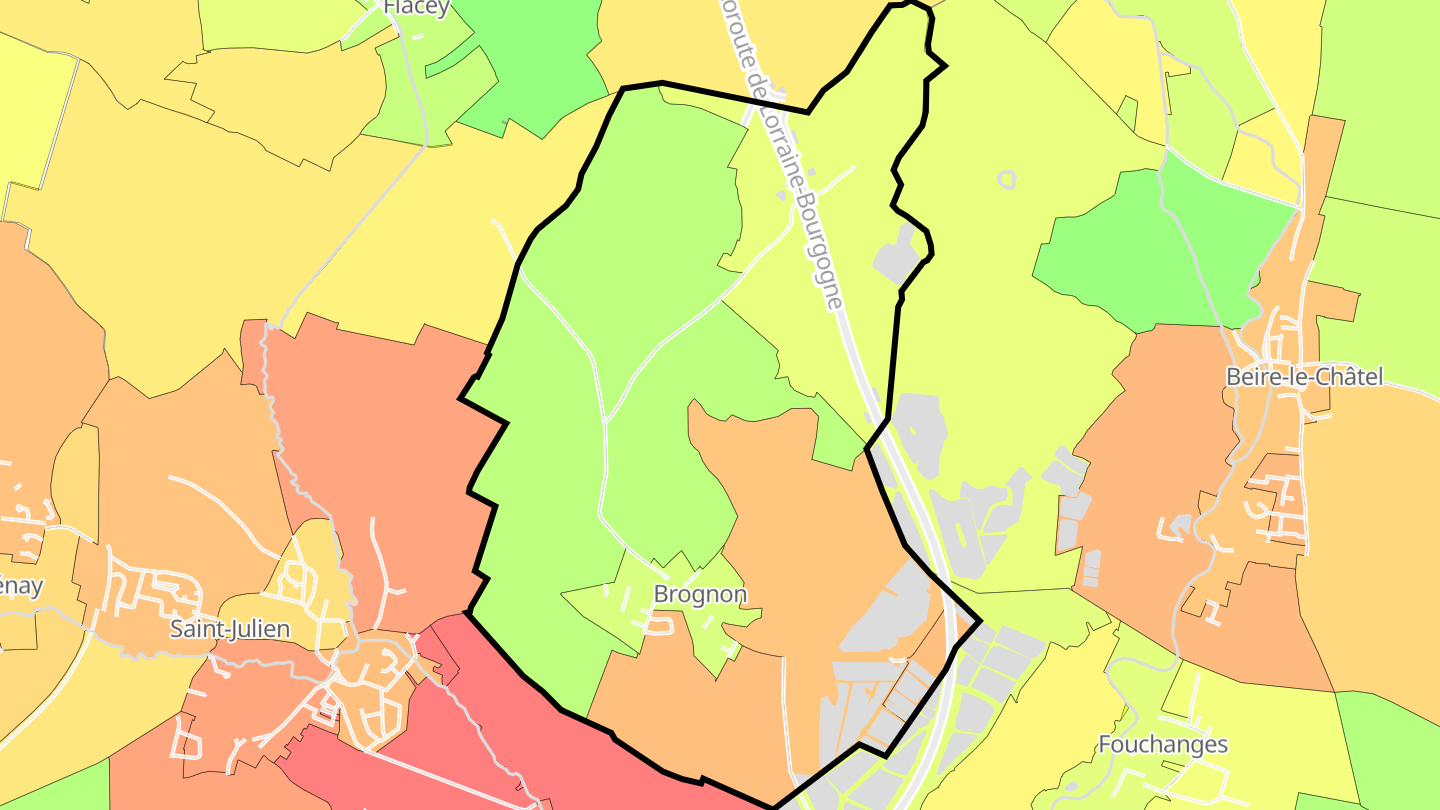 Carte des prix de l'immobilier Brognon