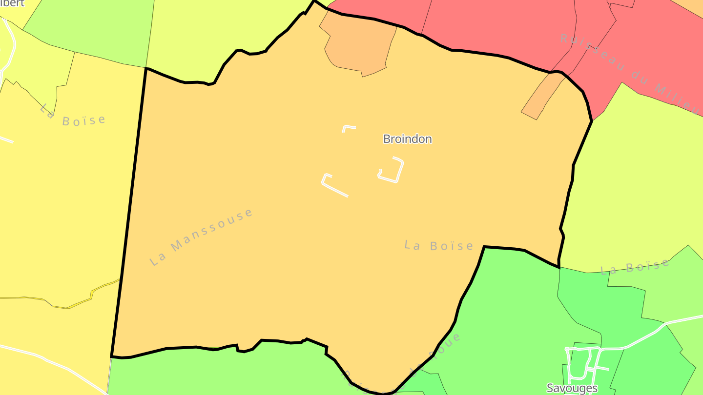Carte des prix de l'immobilier Broindon