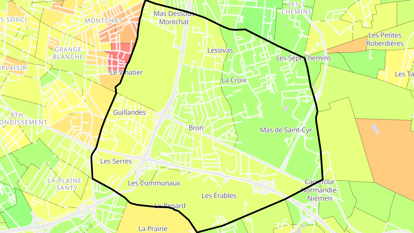 Carte des prix de l'immobilier Bron