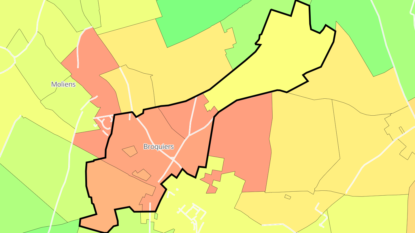 Carte des prix de l'immobilier Broquiers