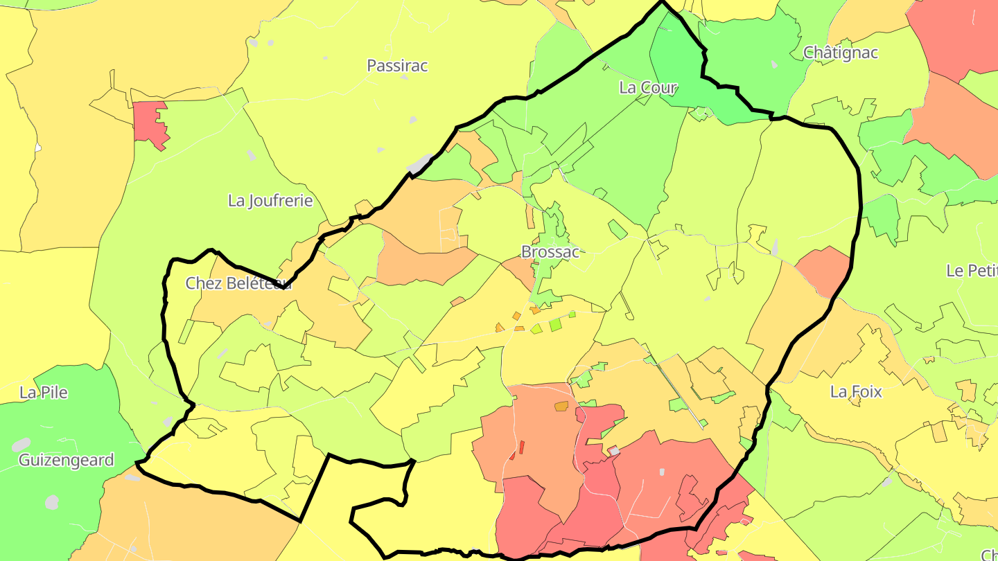 Carte des prix de l'immobilier Brossac