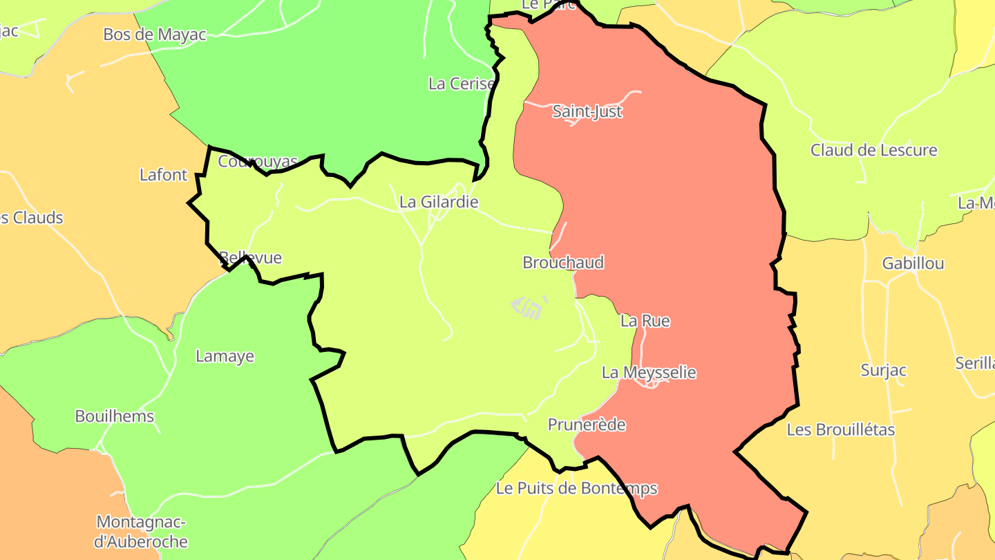 Carte des prix de l'immobilier Brouchaud