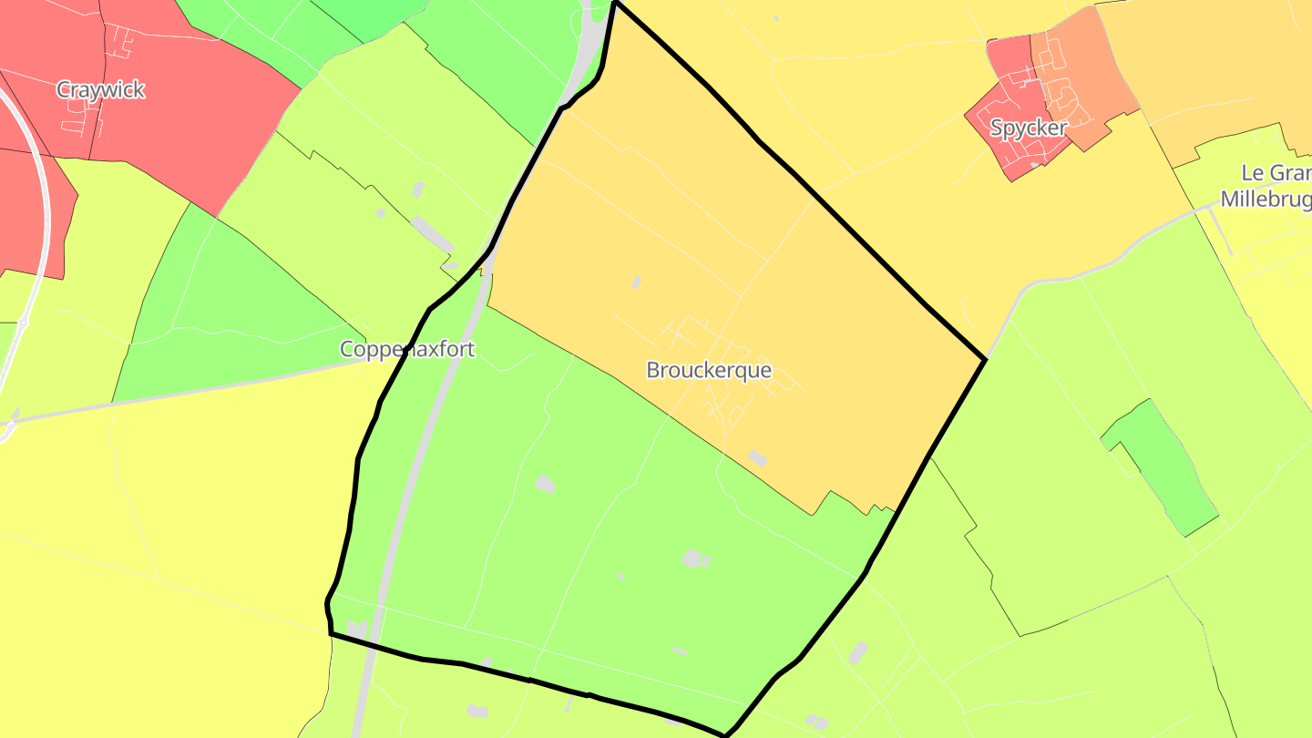 Carte des prix de l'immobilier Brouckerque