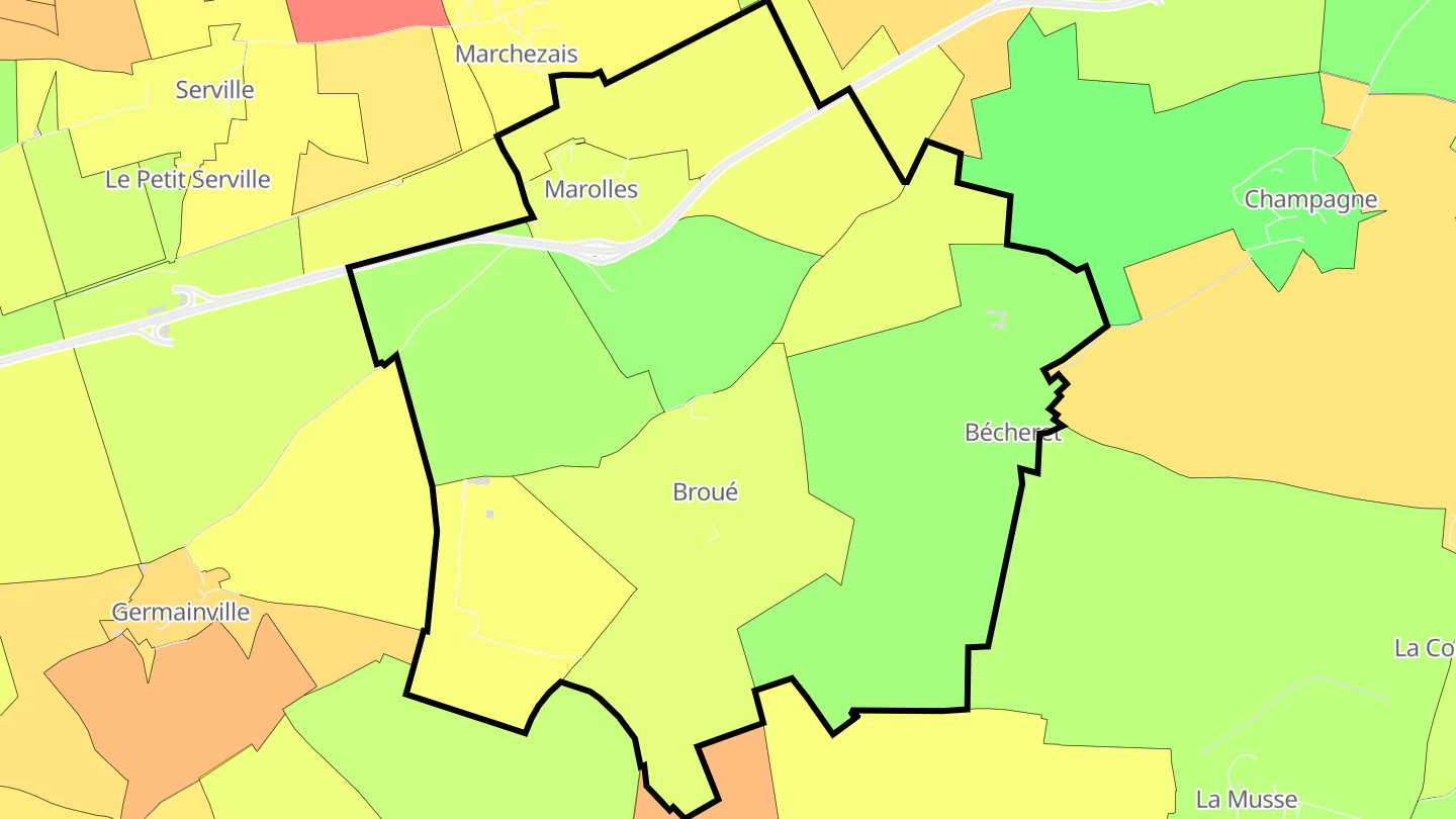 Carte des prix de l'immobilier Broué