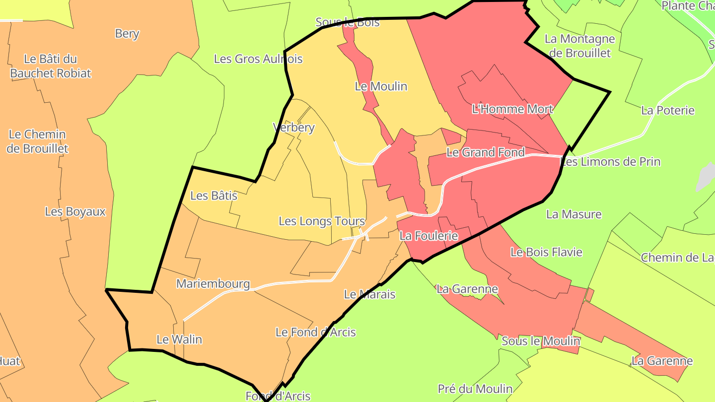 Carte des prix de l'immobilier Brouillet