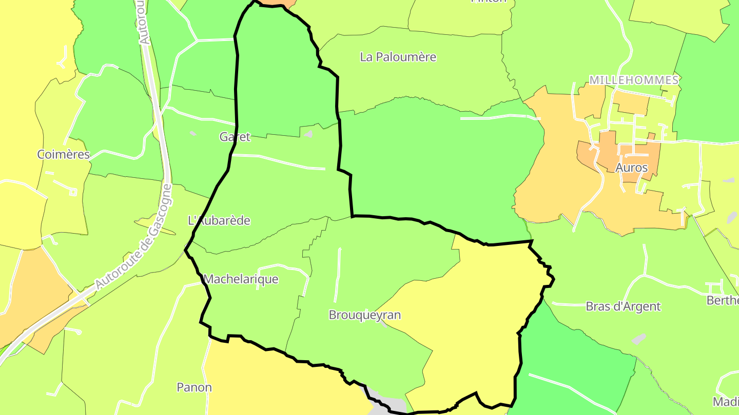 Carte des prix de l'immobilier Brouqueyran