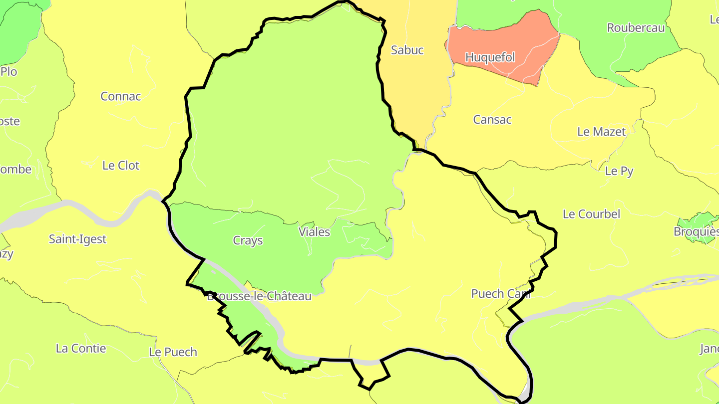 Carte des prix de l'immobilier Brousse-le-Château