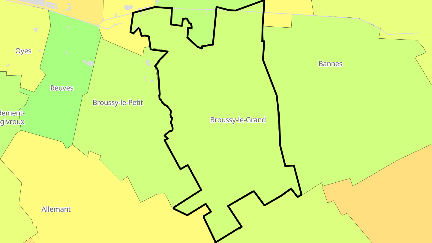 Carte des prix de l'immobilier Broussy-le-Grand