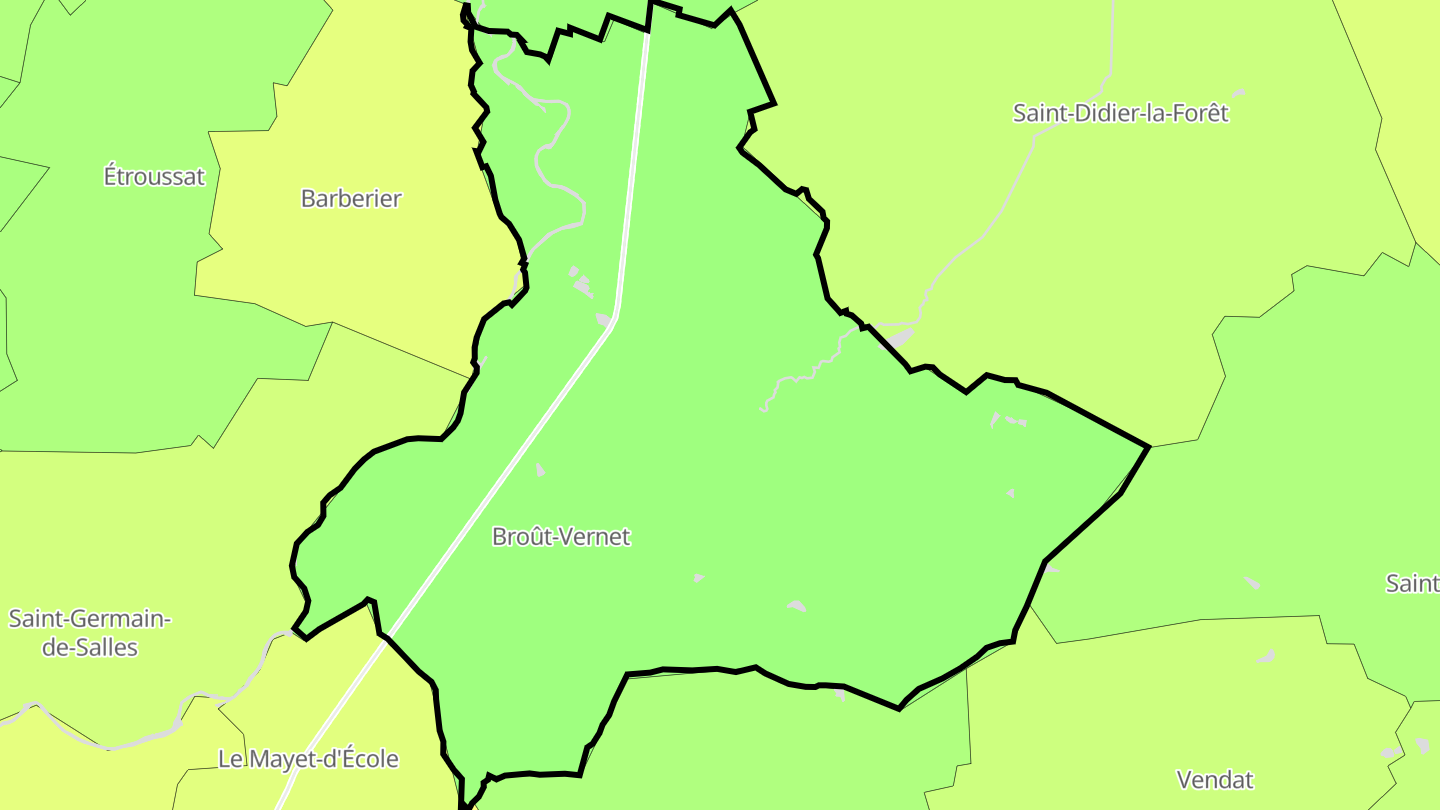 Carte des prix de l'immobilier Broût-Vernet