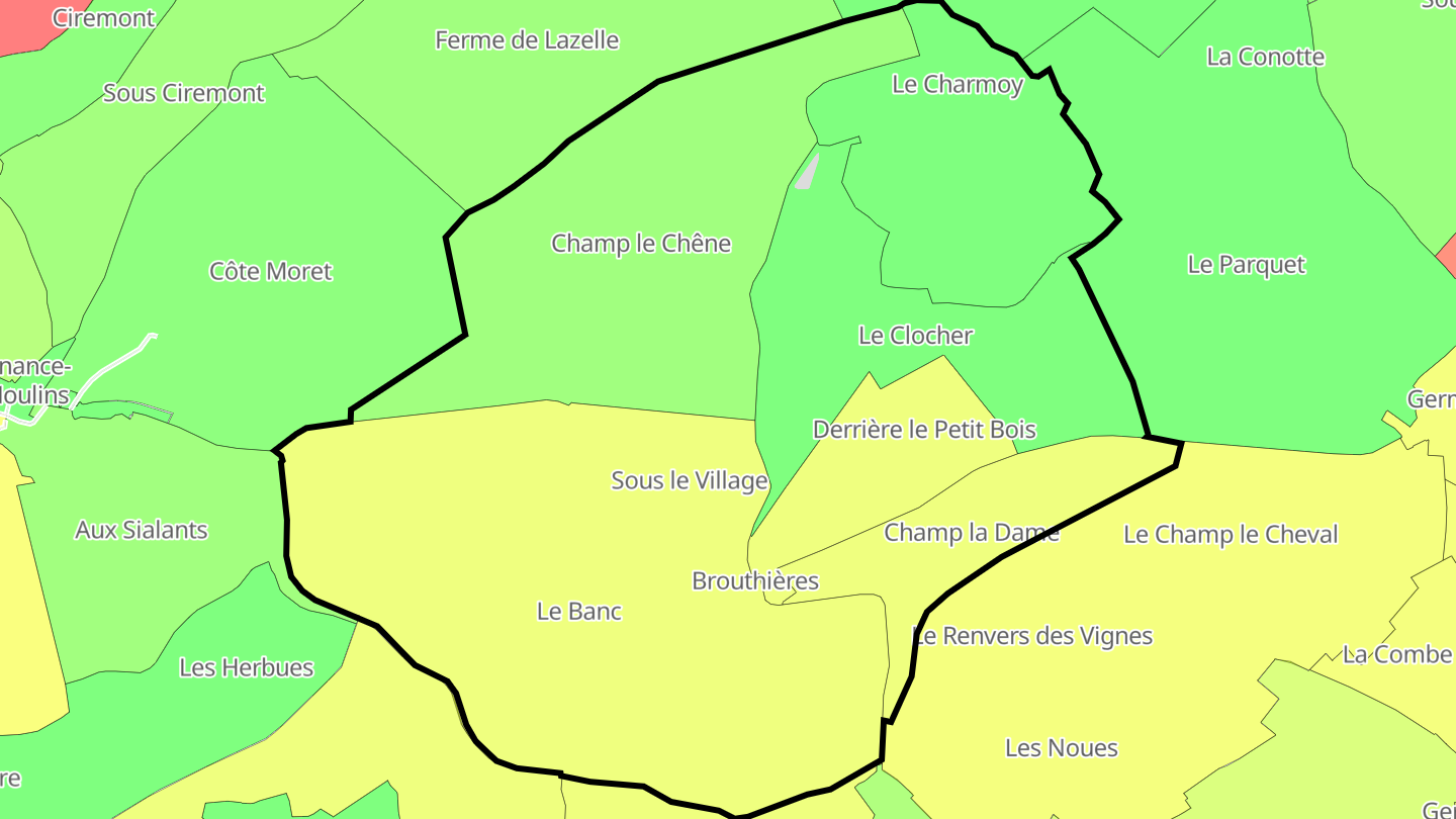 Carte des prix de l'immobilier Brouthières
