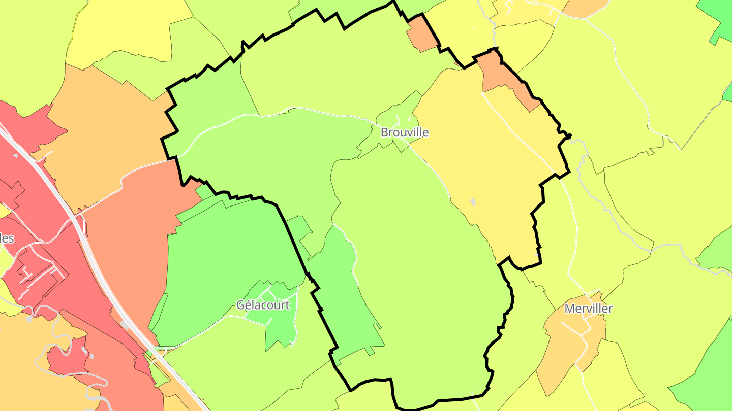 Carte des prix de l'immobilier Brouville