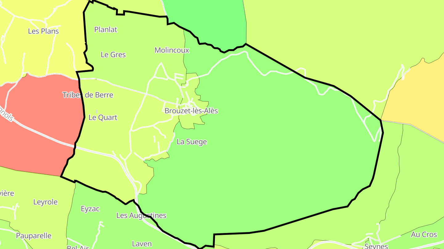 Carte des prix de l'immobilier Brouzet-lès-Alès