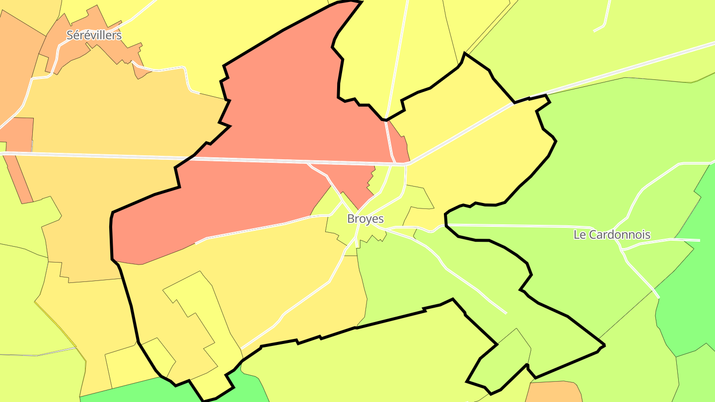 Carte des prix de l'immobilier Broyes