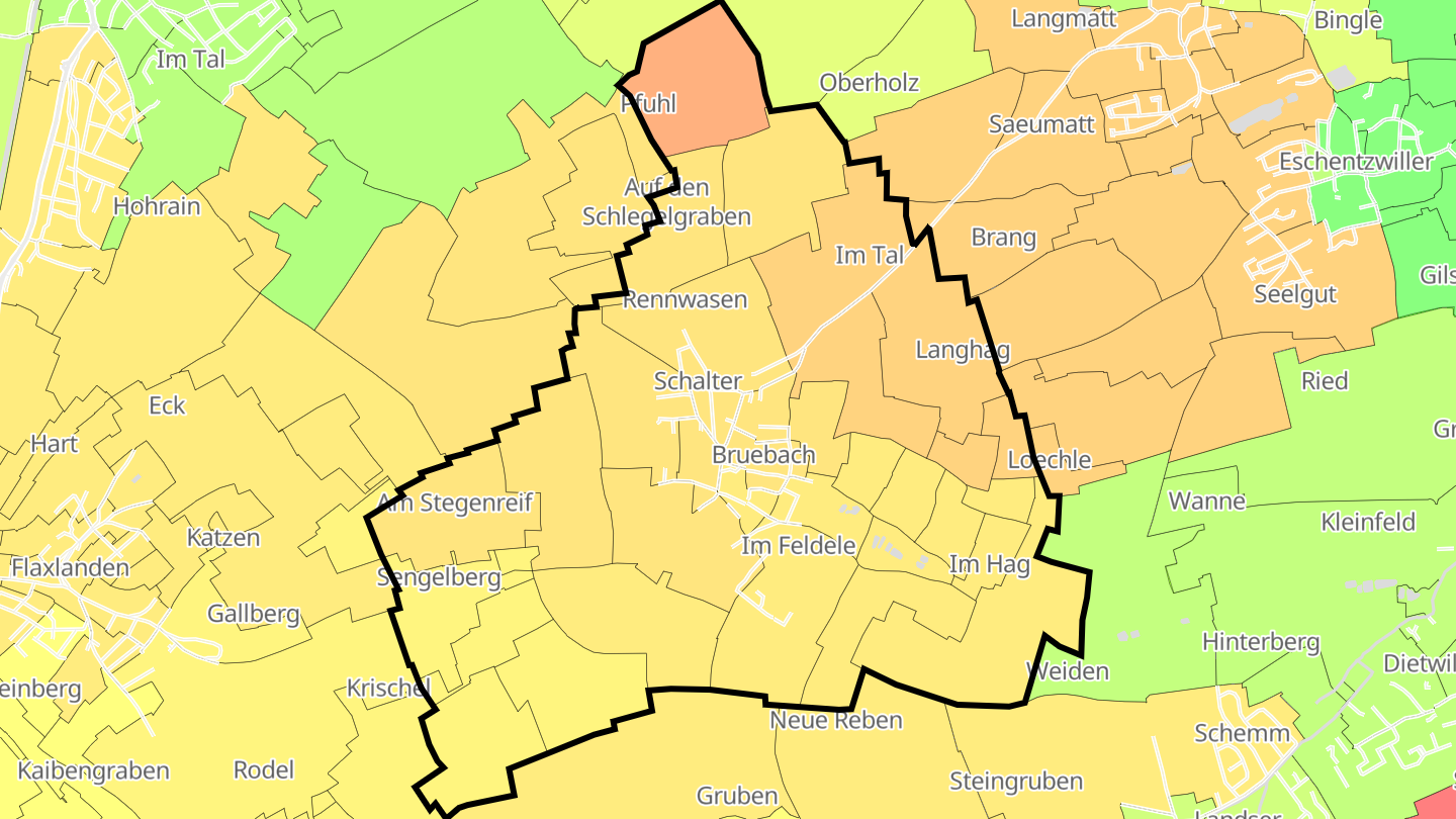 Carte des prix de l'immobilier Bruebach