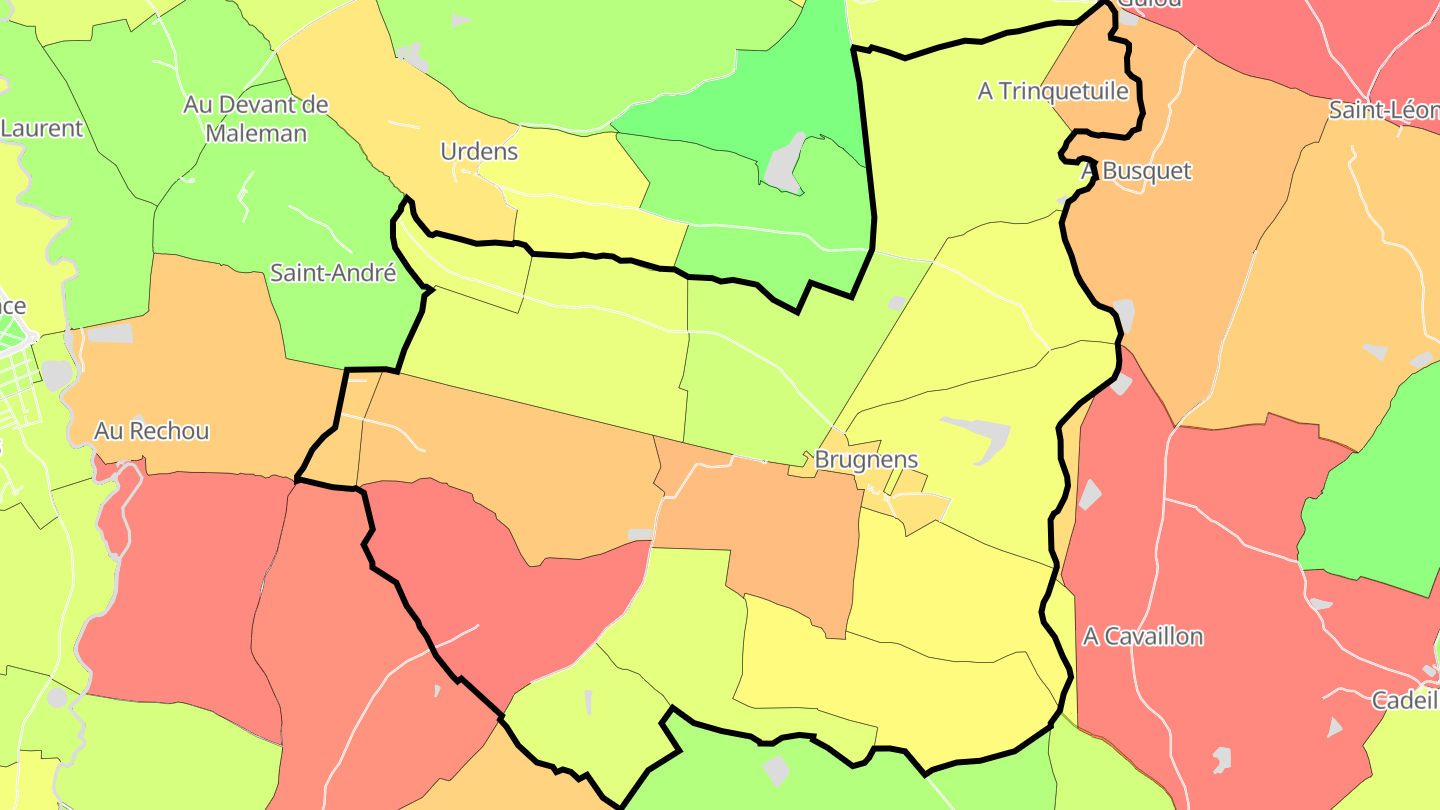 Carte des prix de l'immobilier Brugnens