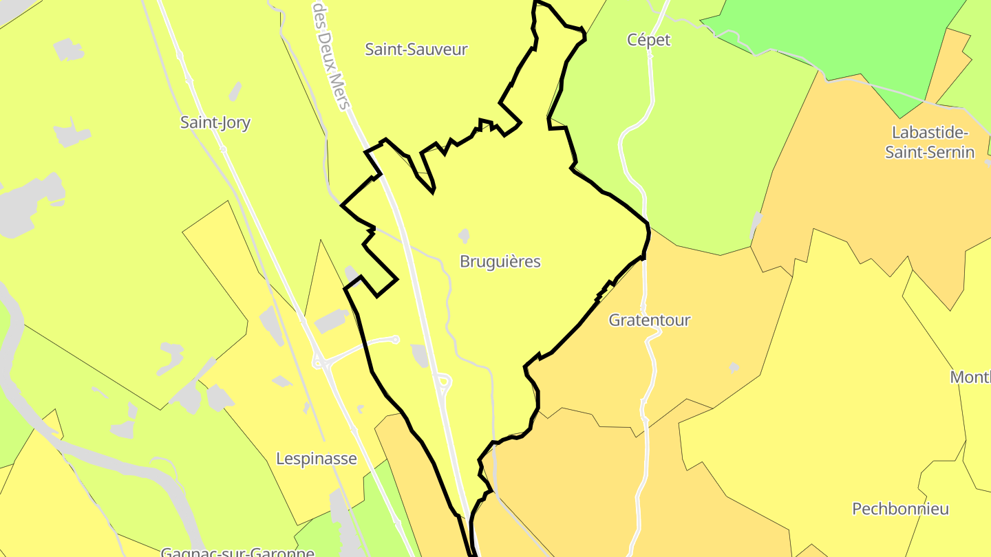 Carte des prix de l'immobilier Bruguières