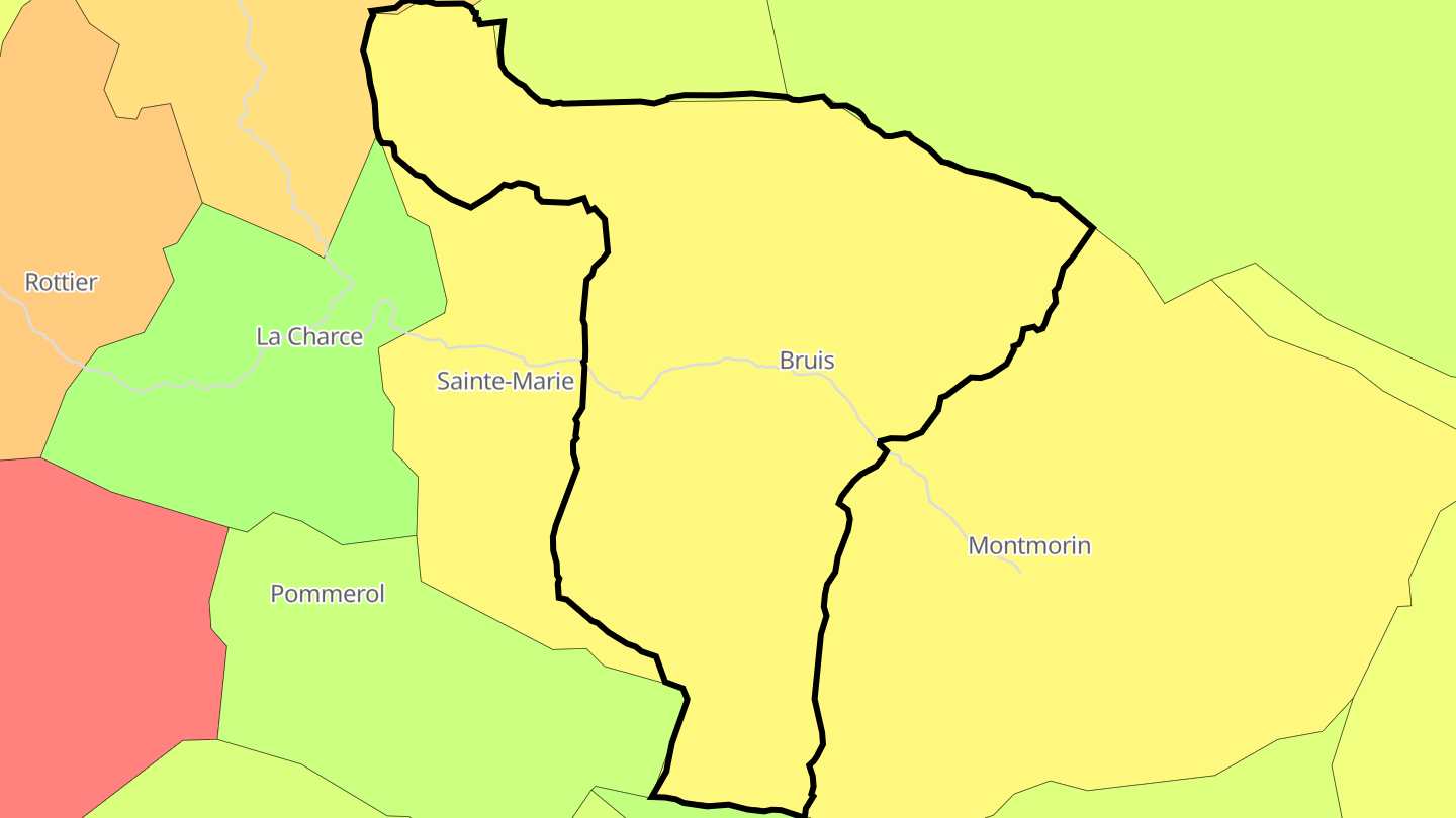 Carte des prix de l'immobilier Bruis
