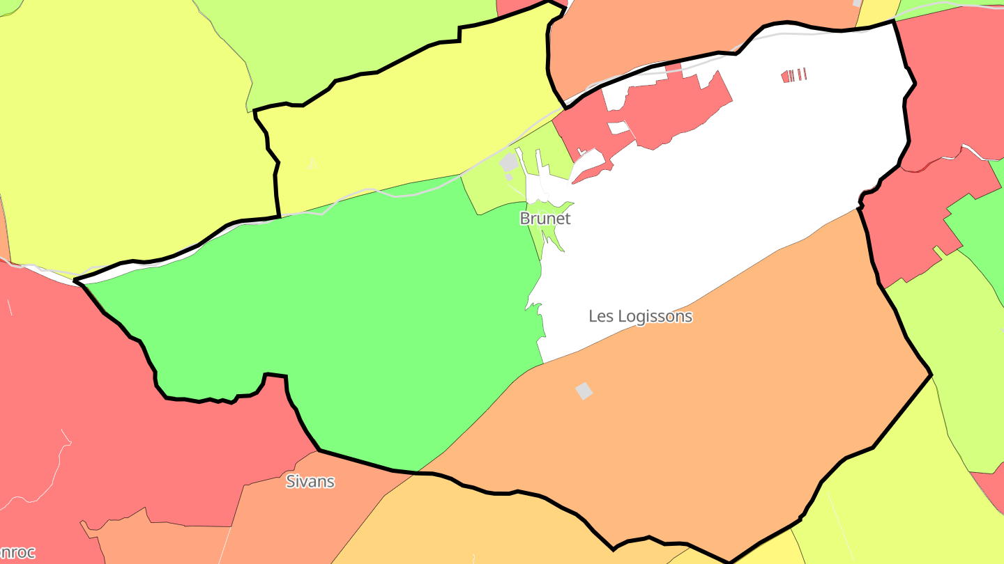Carte des prix de l'immobilier Brunet
