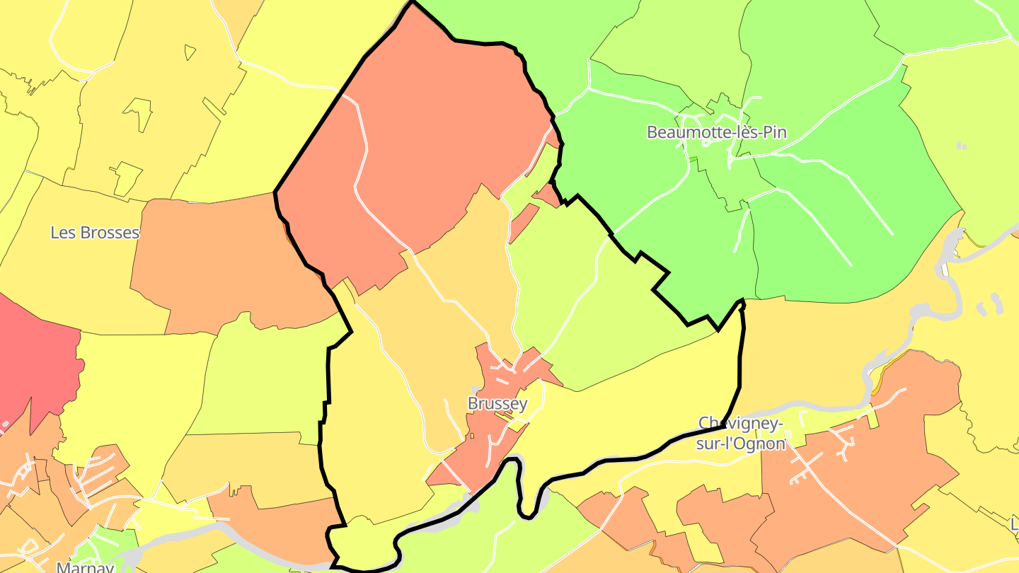 Carte des prix de l'immobilier Brussey