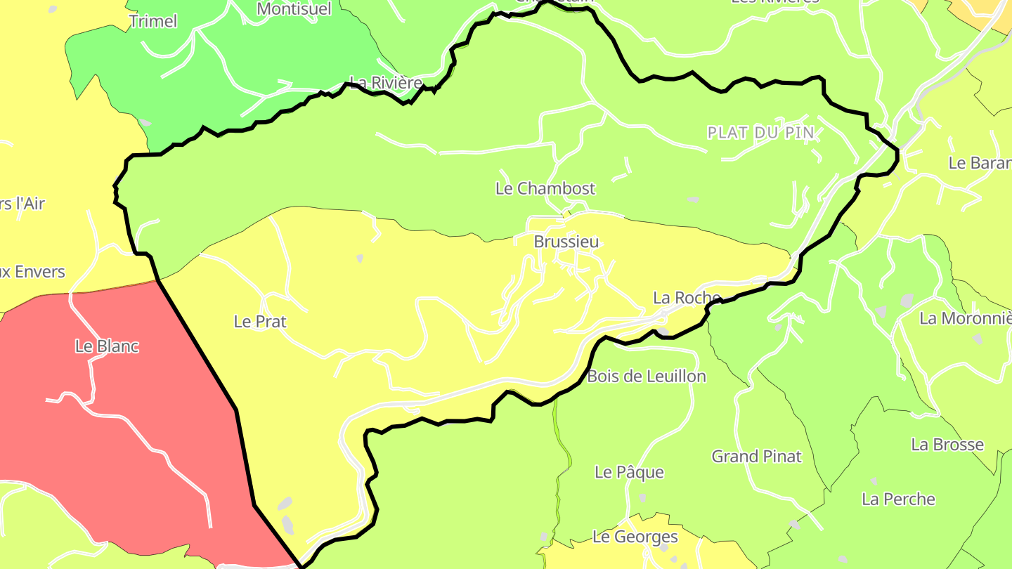 Carte des prix de l'immobilier Brussieu