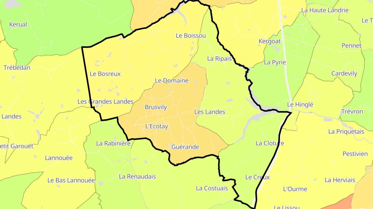 Carte des prix de l'immobilier Brusvily