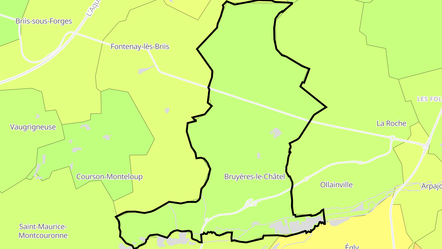 Carte des prix de l'immobilier Bruyères-le-Châtel
