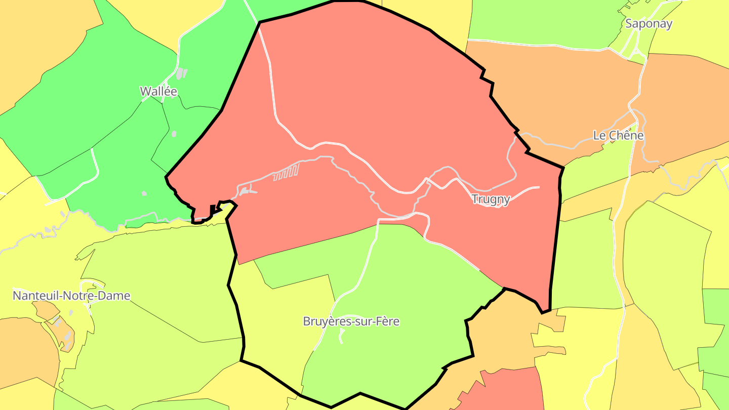 Carte des prix de l'immobilier Bruyères-sur-Fère