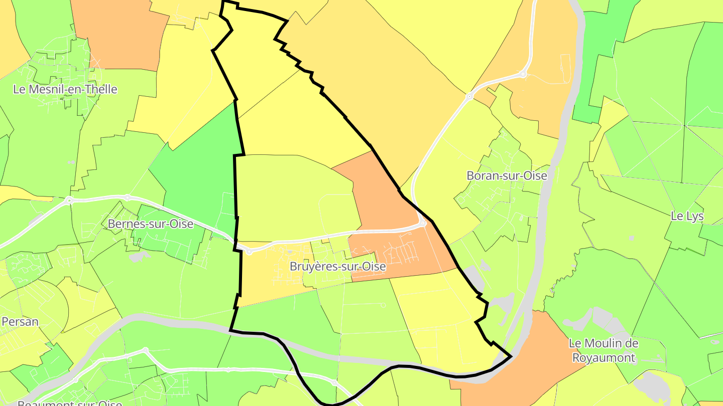 Carte des prix de l'immobilier Bruyères-sur-Oise