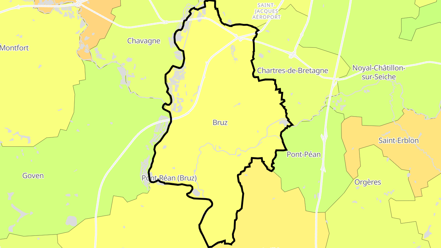Carte des prix de l'immobilier Bruz