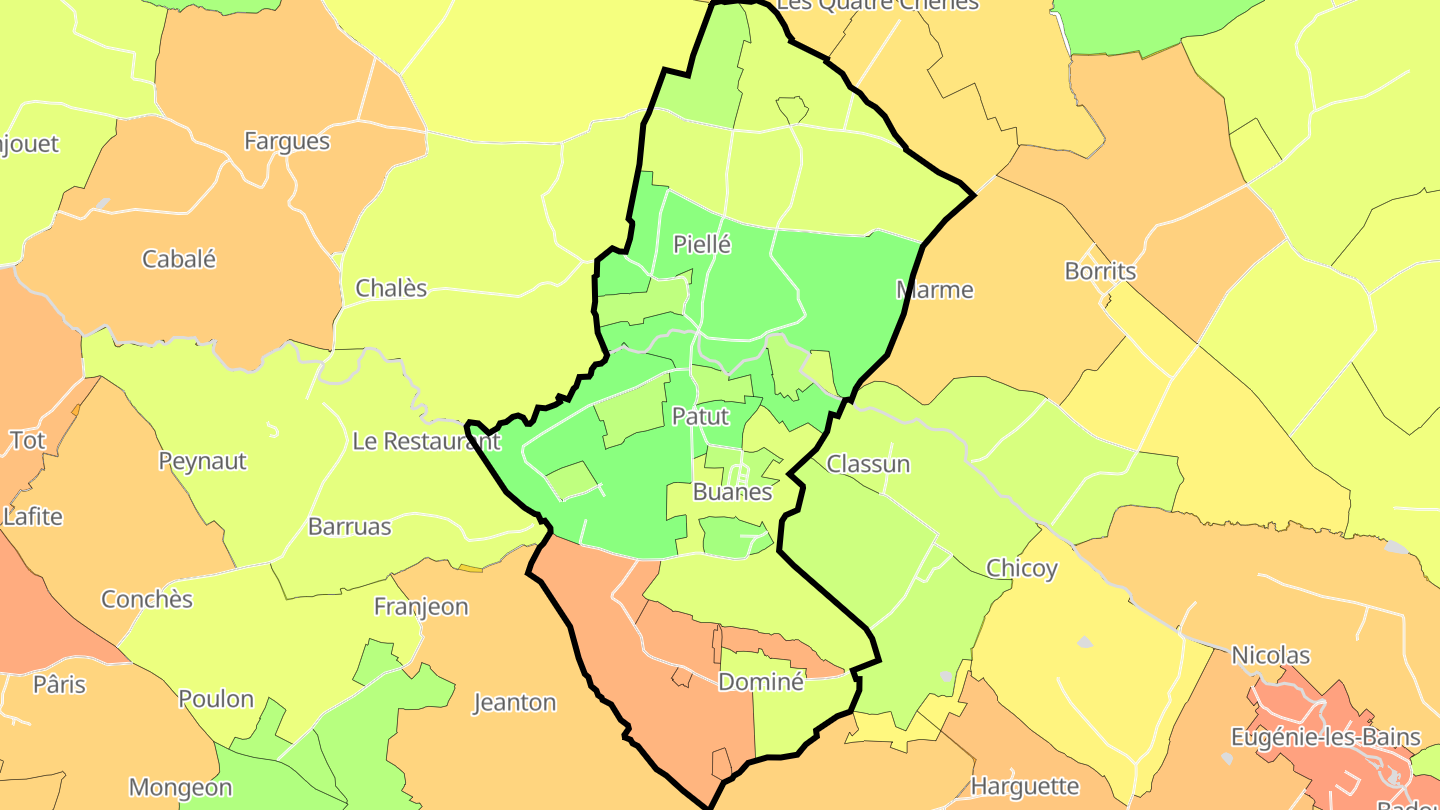 Carte des prix de l'immobilier Buanes