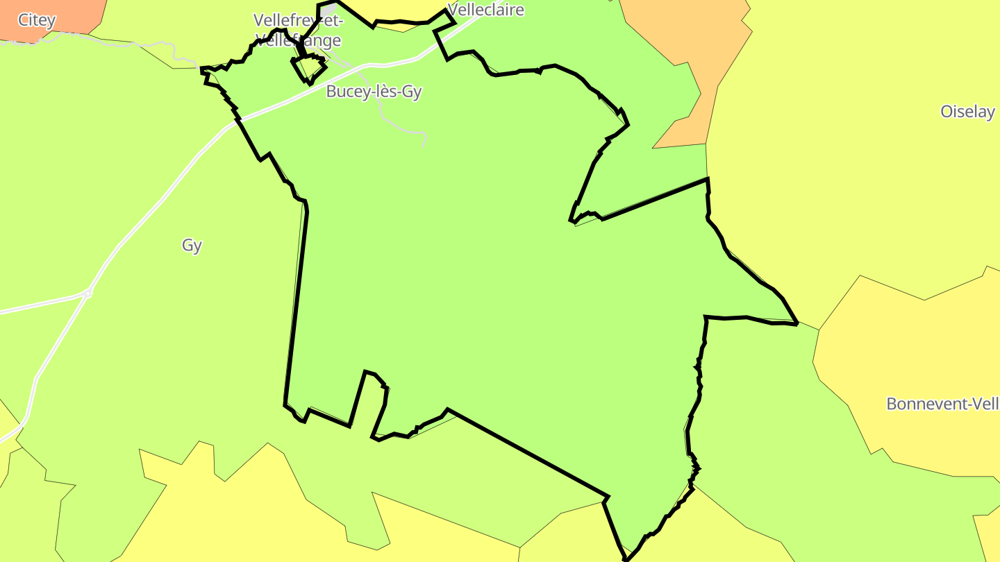 Carte des prix de l'immobilier Bucey-lès-Gy