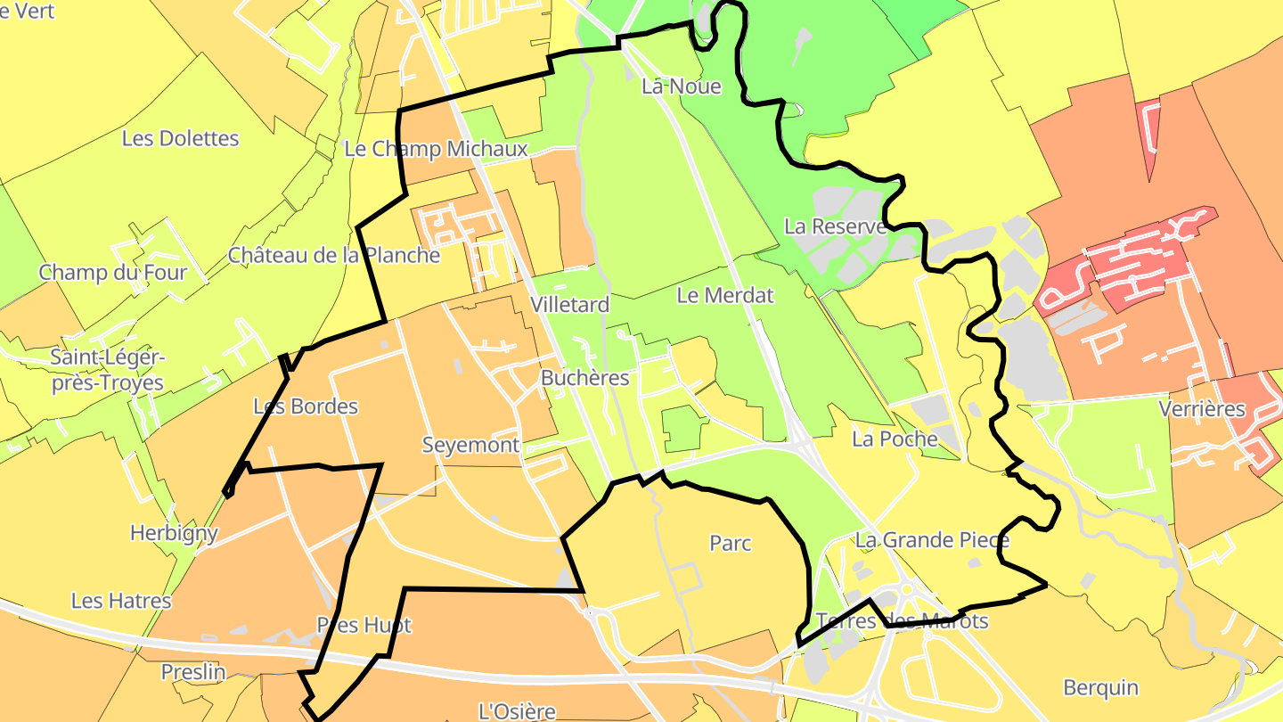 Carte des prix de l'immobilier Buchères