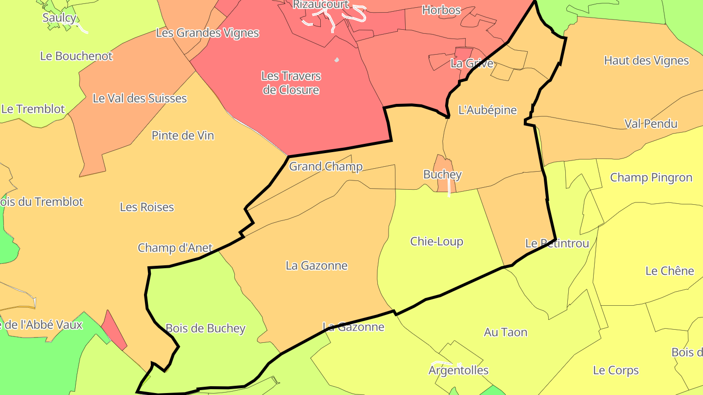 Carte des prix de l'immobilier Buchey