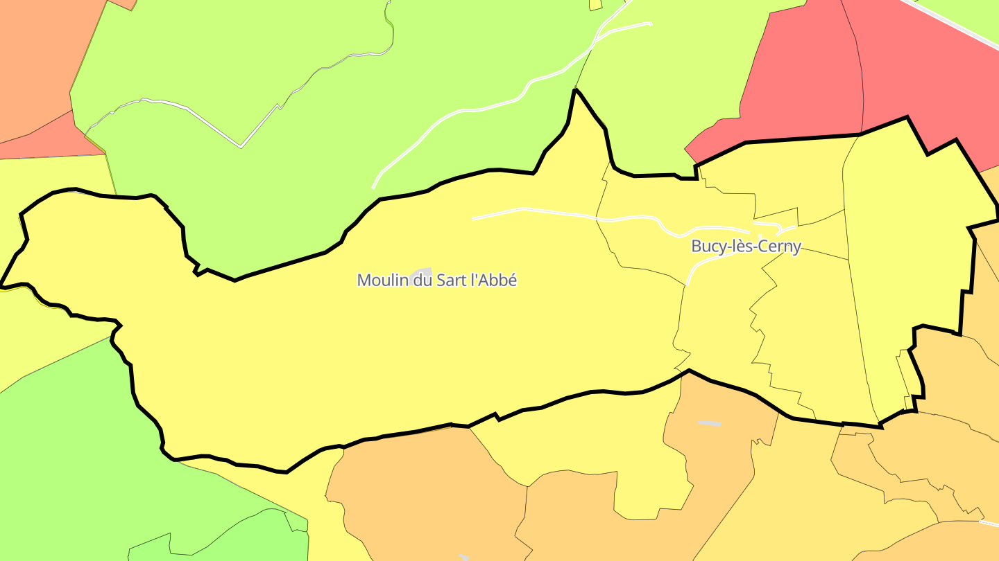 Carte des prix de l'immobilier Bucy-lès-Cerny