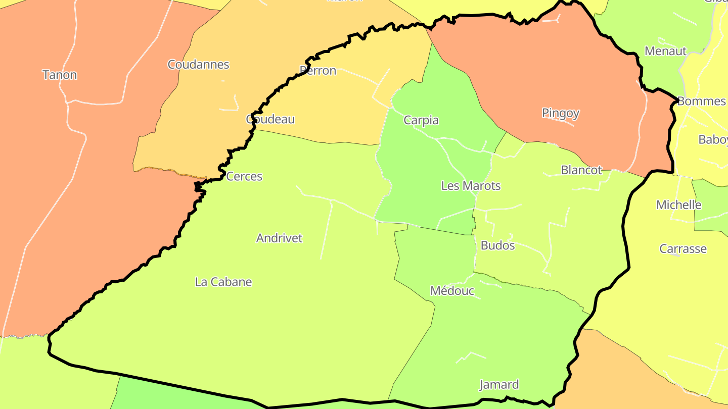 Carte des prix de l'immobilier Budos
