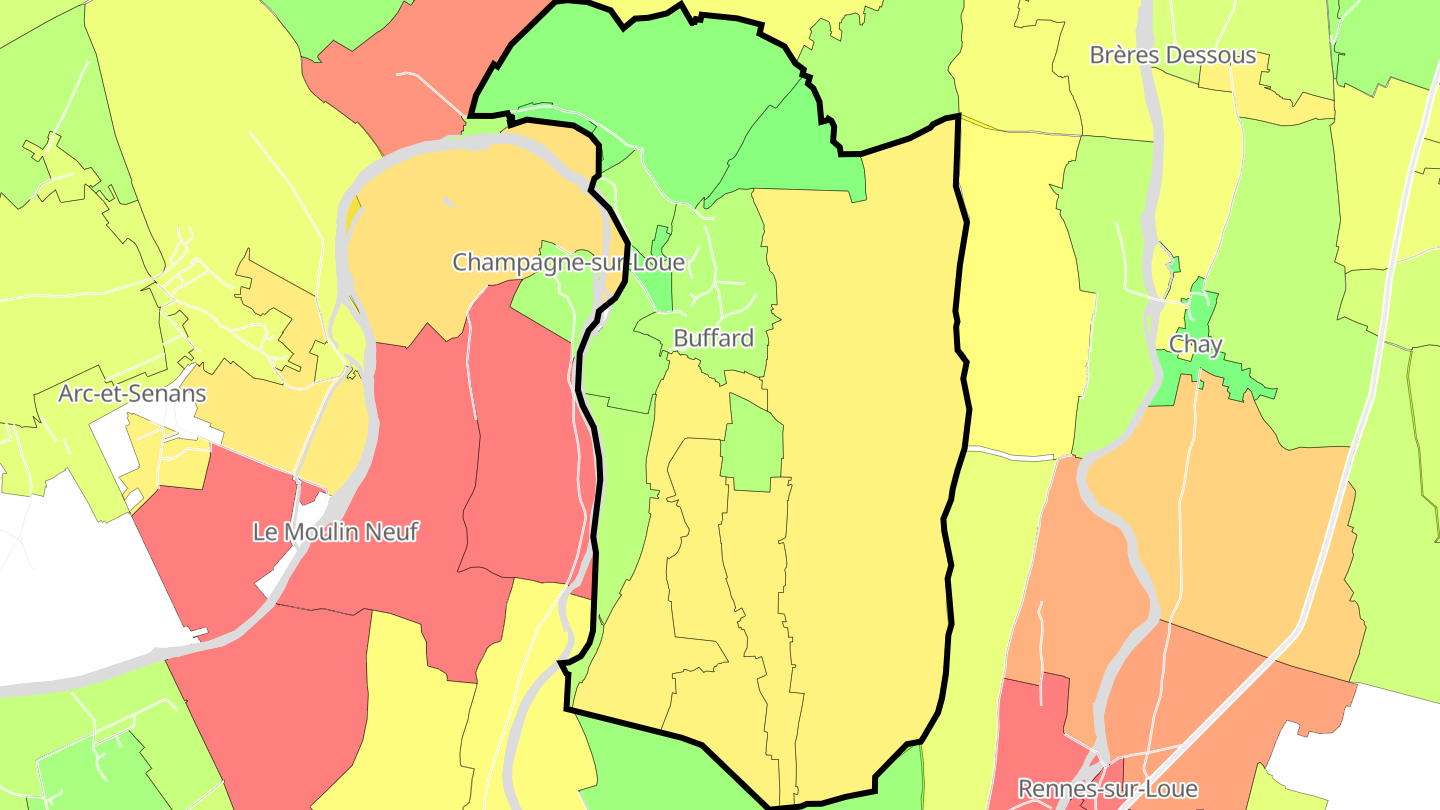 Carte des prix de l'immobilier Buffard