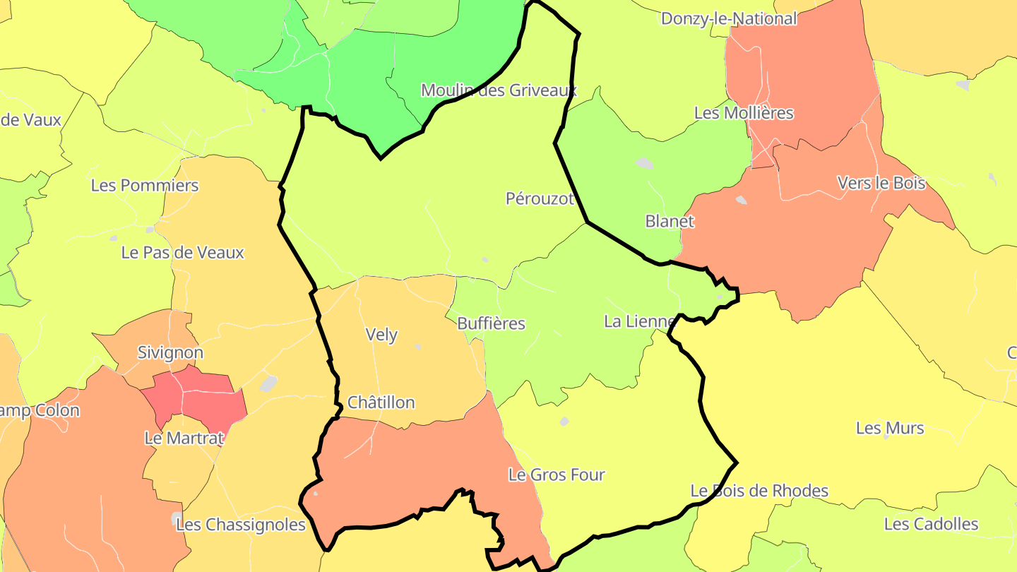 Carte des prix de l'immobilier Buffières