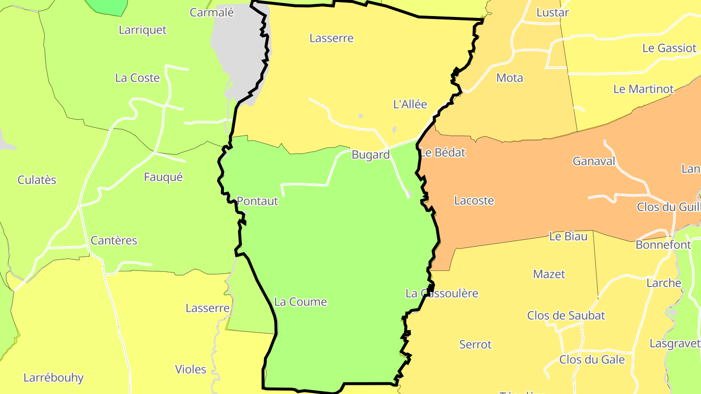 Carte des prix de l'immobilier Bugard