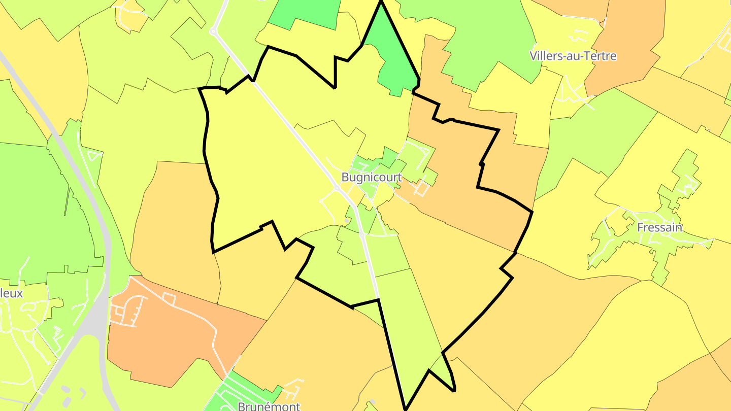 Carte des prix de l'immobilier Bugnicourt