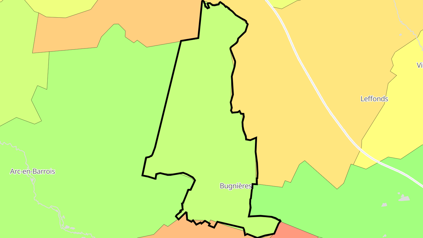 Carte des prix de l'immobilier Bugnières