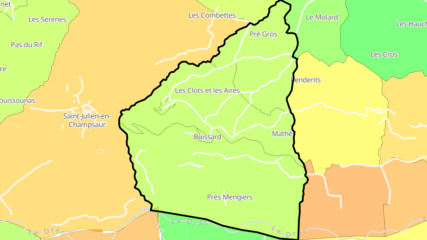 Carte des prix de l'immobilier Buissard