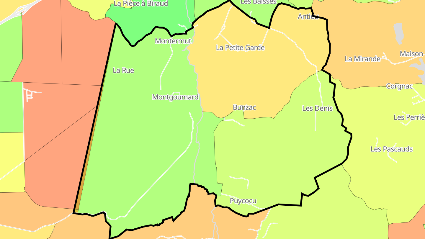 Carte des prix de l'immobilier Bunzac