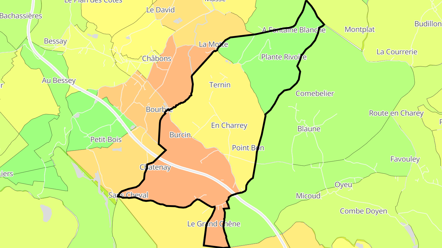 Carte des prix de l'immobilier Burcin