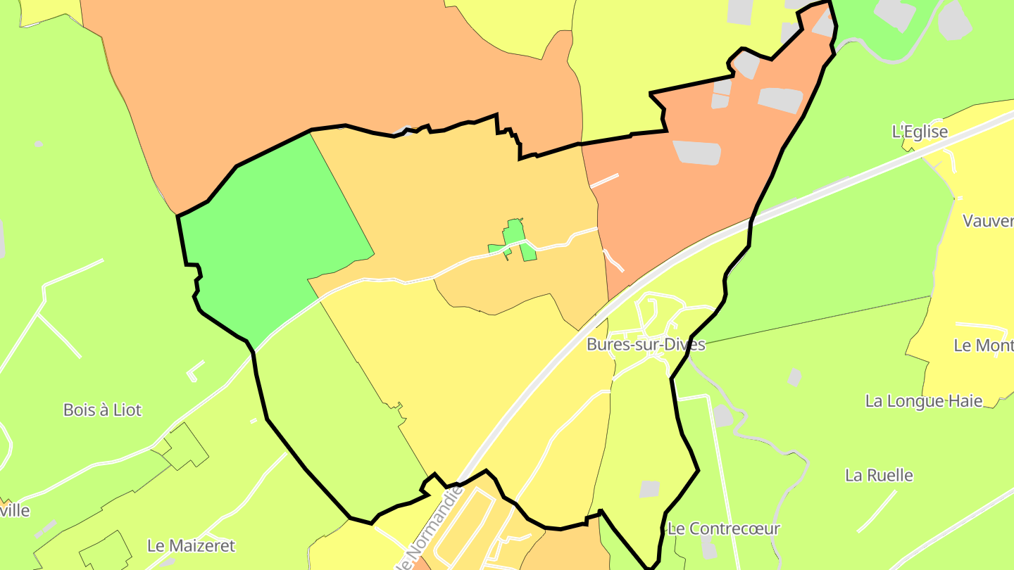 Carte des prix de l'immobilier Bures-sur-Dives