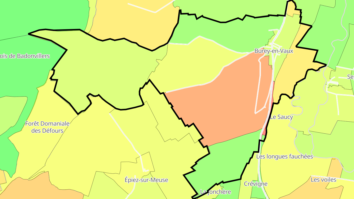 Carte des prix de l'immobilier Burey-en-Vaux