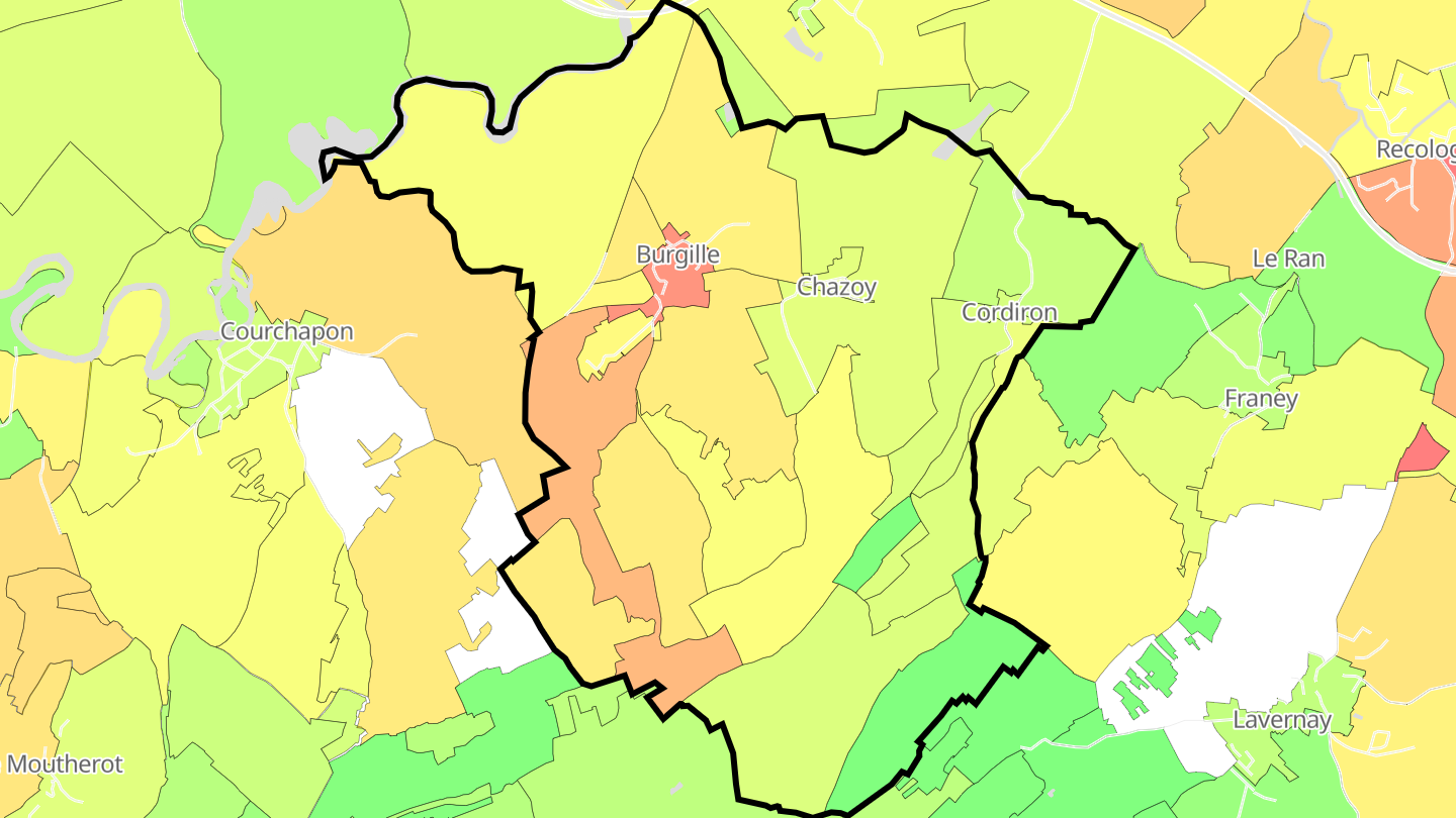 Carte des prix de l'immobilier Burgille